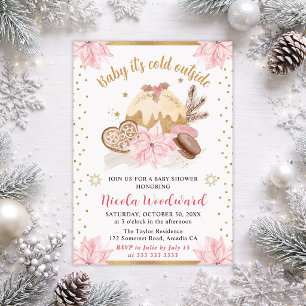 Invitación Bebé Rosa Está Hacía Frío Afuera Shower de Bebé