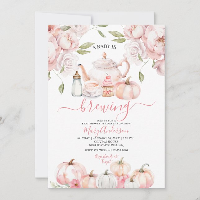 Invitación Bebé rosa está preparando Baby Shower para la caíd (Anverso)