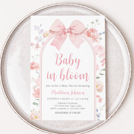 Invitación Bebé rosa floral en Baby Shower en flor
