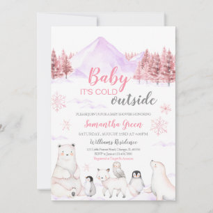 Invitación Bebé rosa hace frío fuera de Baby Shower