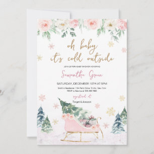 Invitación Bebé rosa hace frío fuera de Baby Shower