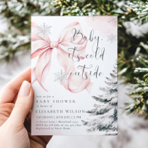 Bebé rosa hace frío fuera del Baby Shower Chica de