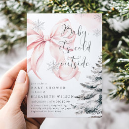 Invitación Bebé rosa hace frío fuera del Baby Shower Chica de