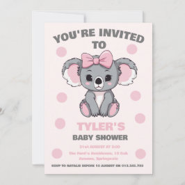Invitación Bebé rosa Koala Bear