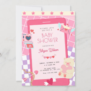 Invitación Bebé rosa lindo y juguetón
