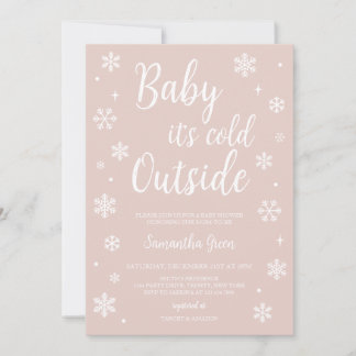 Invitación Bebé rosa minimalista está frío fuera de Baby Show