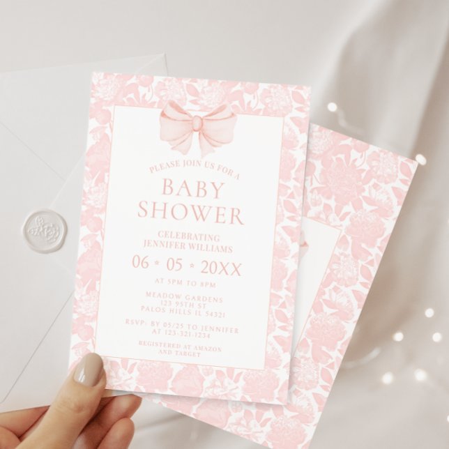 Invitación Bebé rosa pastel bohemio lindo ducha de bebé (Subido por el creador)