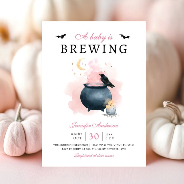 Invitación Bebé rosa prepara Baby Shower de Halloween (Subido por el creador)