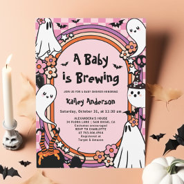 Invitación Bebé rosa prepara Baby Shower de Halloween