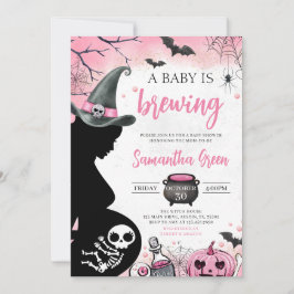 Invitación Bebé rosa prepara Baby Shower de Halloween