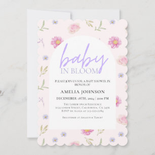 Invitación Bebé rosa Rubor en flor bebé floral Ducha