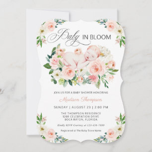 Invitación Bebé rosa Rubor en un Baby Shower floral