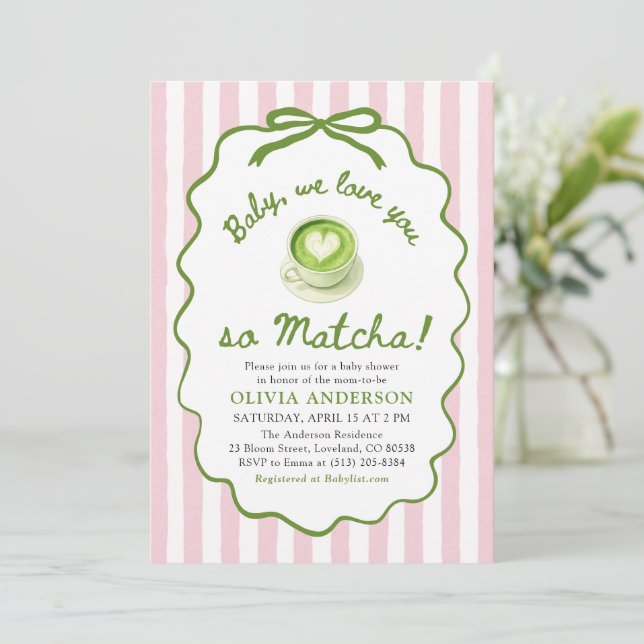 Invitación Bebé Rosa Verde Te amamos tanto Fiesta de Bebé Mat (Anverso de pie)