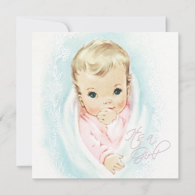 Invitación Bebé Rosa Vintage Baby Shower (Anverso)