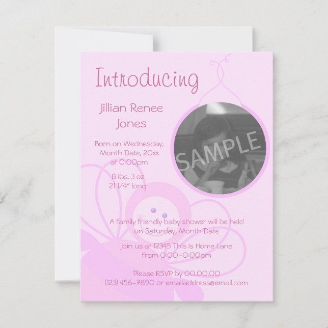 Invitación Bebé rosado (Anverso)