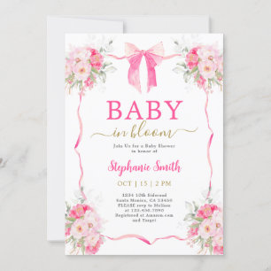 Invitación Bebé rosado caliente en Chica de Baby Shower en Bl