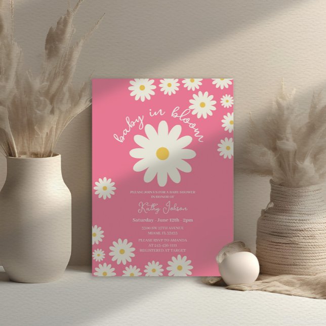 Invitación Bebé rosado de margarita en el Baby Shower de Bloo (Subido por el creador)