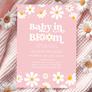 Invitación Bebé rosado de margarita en el Baby Shower de Bloo