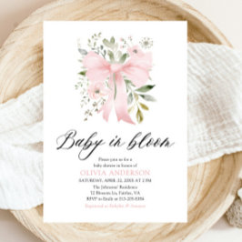 Invitación Bebé rosado en Baby Shower, Chica floral en flor