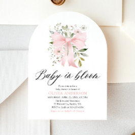Invitación Bebé rosado en Baby Shower, Chica floral en flor