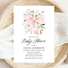 Invitación Bebé rosado en Baby Shower, Chica floral en flor