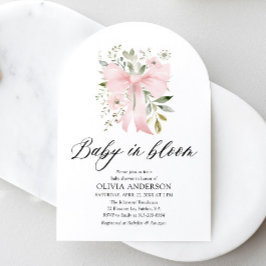 Invitación Bebé rosado en Baby Shower, Chica floral en flor
