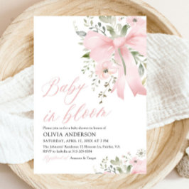 Invitación Bebé rosado en Baby Shower, Chica floral en flor
