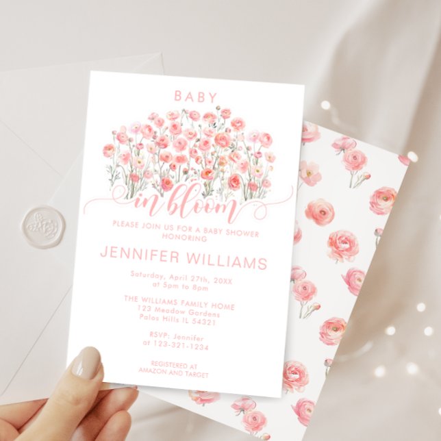Invitación Bebé rosado en flor Floral Baby Girl Shower (Subido por el creador)