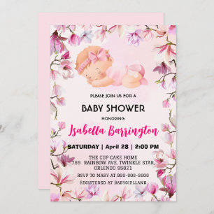 Invitación Bebé rosado lindo Niña flores bebé ducha niños