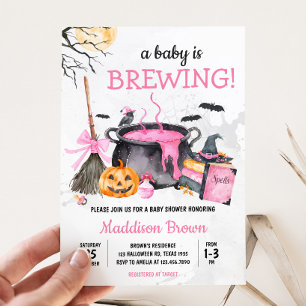 Invitación Bebé rosado prepara calabaza Halloween Baby Shower