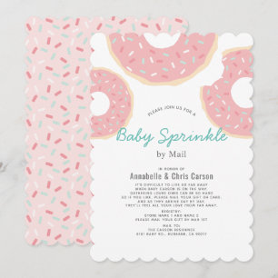 Invitación Bebé rosado rociando ducha por correo