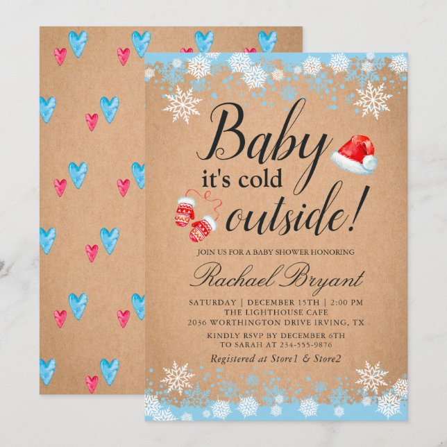 Invitación Bebé rústico con frío fuera del Baby Shower de vac (Anverso / Reverso)