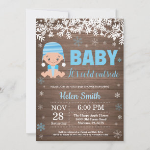 Invitación Bebé Rústico Está Frío Afuera Ducha de Bebé Niño