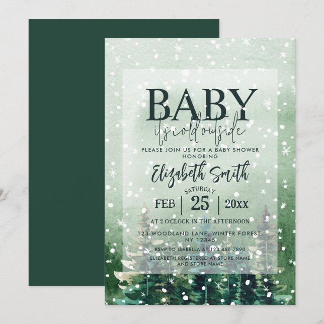 Invitación Bebé rústico frío fuera de Baby Shower (Anverso / Reverso)