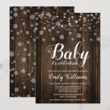 Bebé rústico frío fuera del Baby Shower invernal