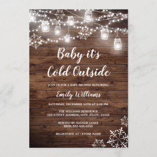 Invitación Bebé rústico hace frío fuera del Baby Shower inver