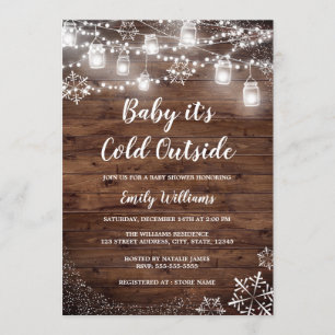 Invitación Bebé rústico hace frío fuera del Baby Shower inver