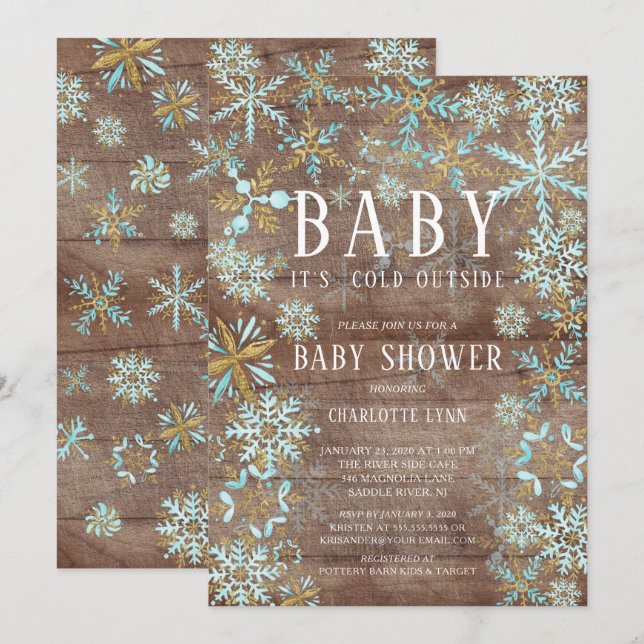 Invitación Bebé rústico hace frío fuera del Baby Shower para  (Anverso / Reverso)