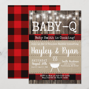 Invitación Bebé Rústico-Q BBQ Búfalo Dorado Parejas Ducha