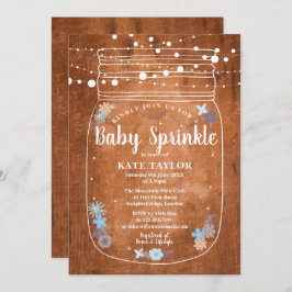Invitación Bebé Rústico Sprinkle Mason Jar String Luces