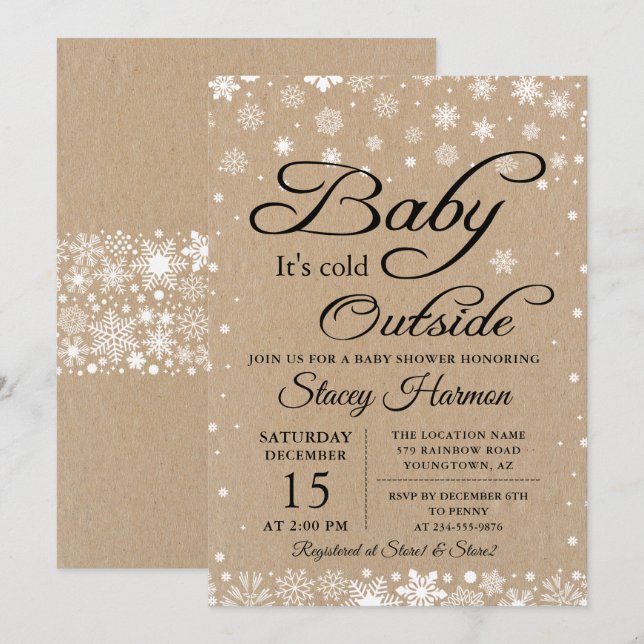 Invitación Bebé rústico ventilado con frío fuera de Baby Show (Anverso / Reverso)