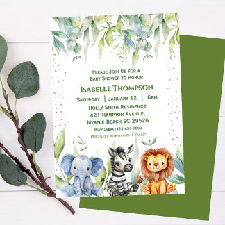 Invitación Bebé Safari Animales de la Jungla Shower Neutro en
