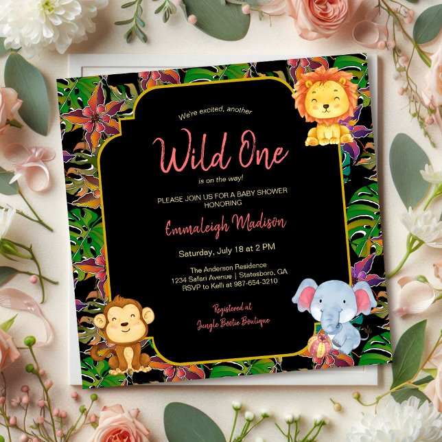 Invitación Bebé Salvaje Uno Animales de la Jungla (Subido por el creador)