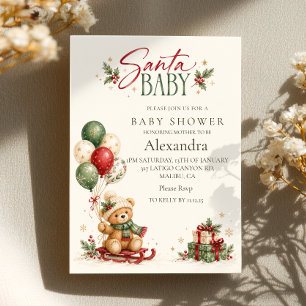 Invitación Bebé Santa Ducha de Ositos de Peluche Globos