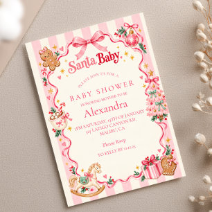 Invitación Bebé Santa Duchas Rosadas de Pan de Jengibre