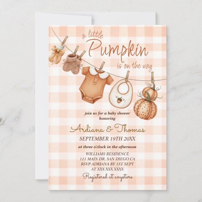 Invitación Bebé Shower Boho Calabaza  (Anverso)