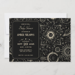 Invitación Bebé shower celestial boho astrología mágica