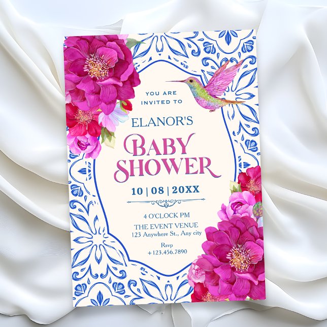 Invitación Bebé shower floral con baldosas (Subido por el creador)