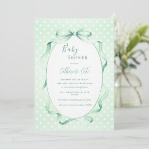 Invitación Bebé Shower Floral Verde Caprichoso 