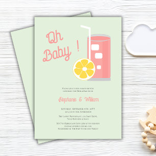 Invitación Bebé Shower Moderno Limonada Rosa